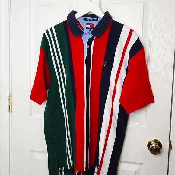 Tommy Hilfiger Other - Men's Tommy Hilfiger vintage pique polo rugby colorblock stripes 1990's XL